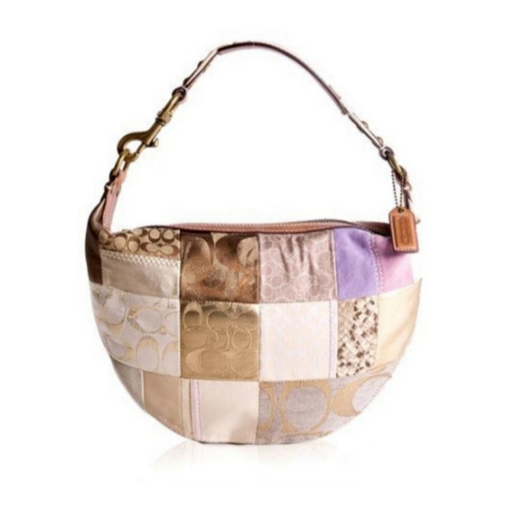 Coach Patchwork Hobo Bag - Gold, Purple, Cream